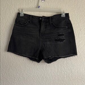 Black Distressed Denim Shorts